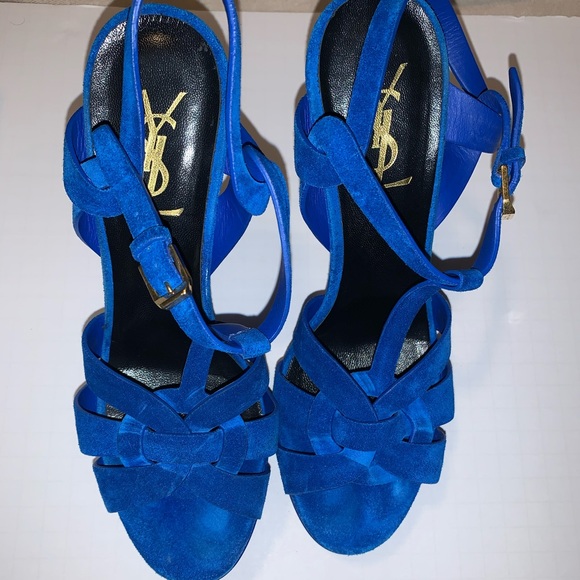 Saint Laurent Shoes - Saint Laurent Tribute suede platform sandals